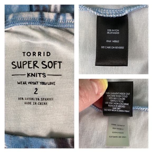 Torrid Blue Tie Dye Off The Shoulder Super Soft Knits Culotte Jumpsuit - Picture 15 of 15